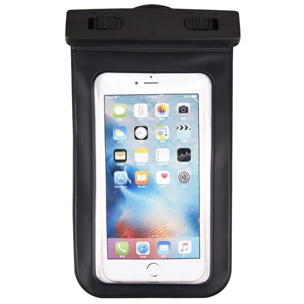 Koop Zwart Waterdichte Tas Case voor iPhone 7 6 6 s Arm band Case Tas met Oortelefoon Onderwater Water Proof Cover voor Samsung Cellphones