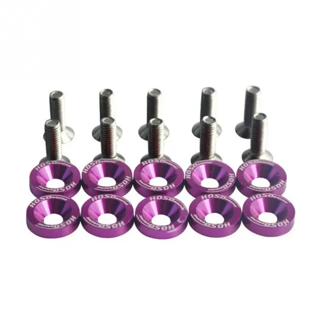 10Pcs JDM Billet Aluminum Fender Bumper Spacer Washer Bolt Engine Bay Kit