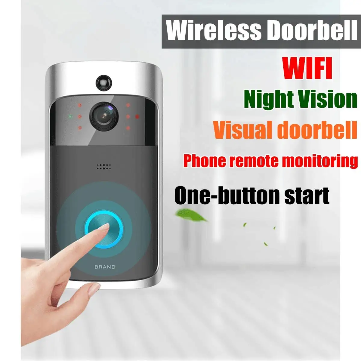 

WiFi Wireless Night Vision Smart Doorbell Video Phone Home Security Door Bell Camera with 8G Card or Indoor Doorbell Receive