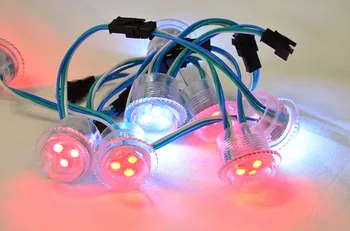 

Free Shipping 20pcs DC12V 26mm WS2801 3LEDs RGB full color digital led light module String IP68 LED Pixel Module