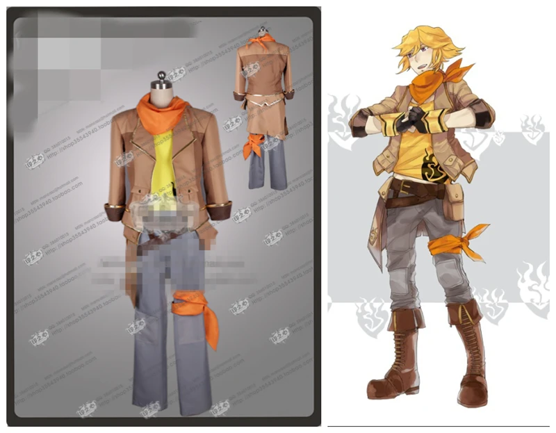 

Cosplay Yellow Yang Xiao Long Gender Change Cosplay Costume Women and Men Cosplay Uniform Coat+Pants+Vest+Waist bag