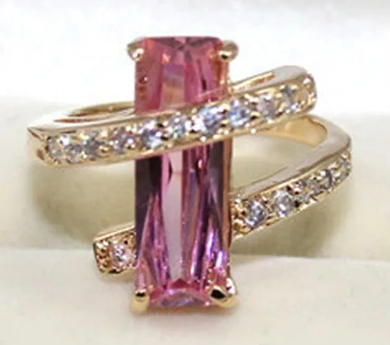 

FREE SHIPPING>>>@@ Wholesale cheap New Fashion Pink crystal Jewelry ring size: 7-9 / Free A