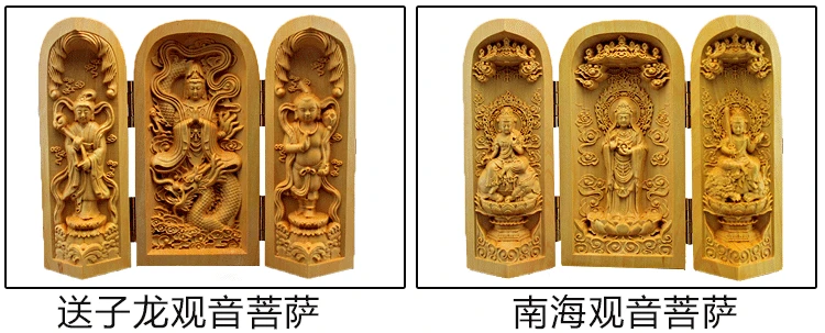 Статуя резной Будда, Западная тетя, Sansheng Guanyin Guan Gong box, деревянные качественные поделки, буддийские орнаменты
