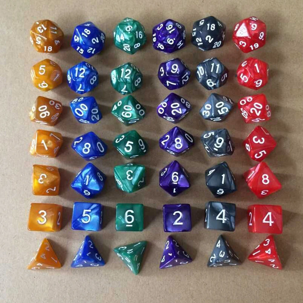 

7pc/Set Playing Games Dice Set For gambling Multi Sided Dices Home KTV 6 Color Acrylic Plastic Toy Kit