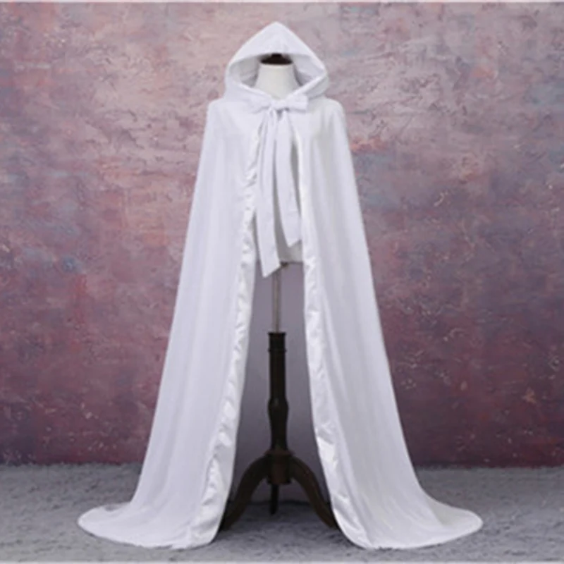 Хэллоуин плащ с капюшоном бархатные ведьмы принцесса длинный плащ костюм для взрослых верхняя одежда манто - Цвет: White - White lining