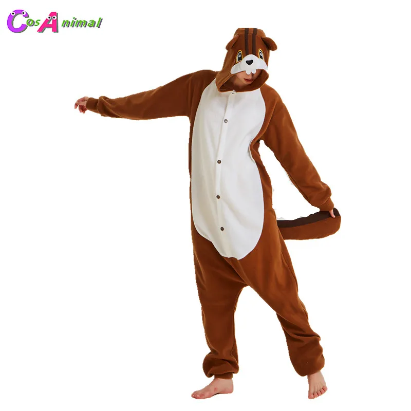 

Coffee Squirrel Women Polar Fleece Kigurumi Cartoon Animal Onesies Pajama Adult's Halloween Carnival Masquerade Party Jumpsuit