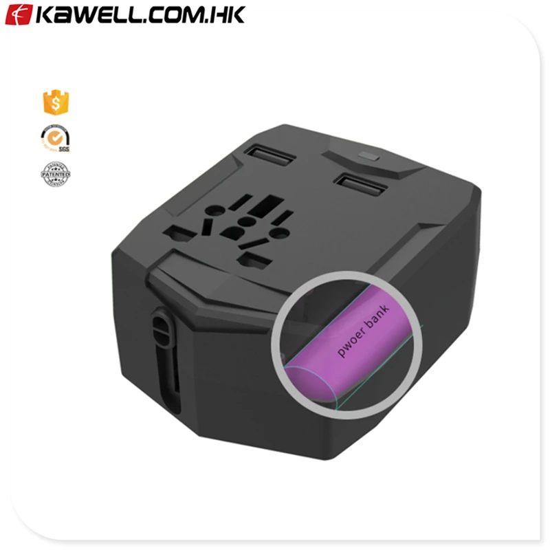

10pcs a lot Travel Adapter Plugs Sockets Converter US/AU/UK/EU with Battery Dual USB Charging 2.5A LED Power Indicator