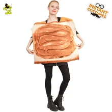 Стиль дамы арахисовое масло тост костюм для взрослых вкусные арахисовые еда комбинезон для карнавала косплей Вечерние