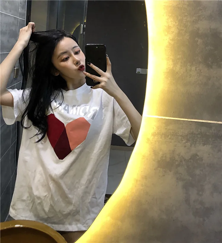 

Mr.nut love print fashion shirt female Korean short-sleeved t-shirt female summer 2019 new loose Harajuku style T-shirt