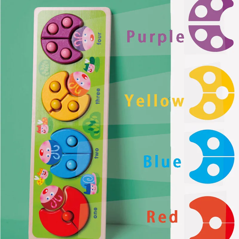  kids wooden early learning educational toys children in Montessori Materials Ladybug Color &Shape M - 33000234460