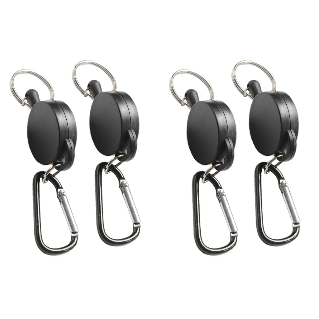 

4 Pieces Recoil Extendable Steel Key Chain Metal Retractable Keychain Ring Pull Holder Hook Backpack Belt Clip Security Gear