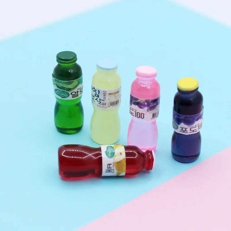 

4/10Pcs Juice Drink Bottle Charm Resin Charm Beads for Doll Toy DIY Decoration
