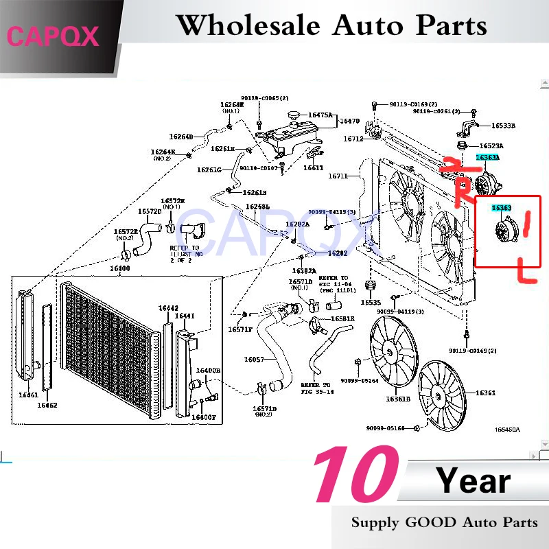 CAPQX автоматический электрический радиатор охлаждения вентилятора двигателя 16363-0V380 1570-168000 для TOYOTA RAV4 6 ZRFE 5 ARFE 2013