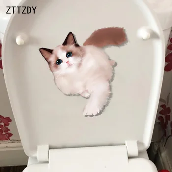 

ZTTZDY 21.7*21.1CM Lovely Pet Puppet Cat Kids Rooms Decor Decal Funny Cartoon Wall Toilet Stickers T2-0004