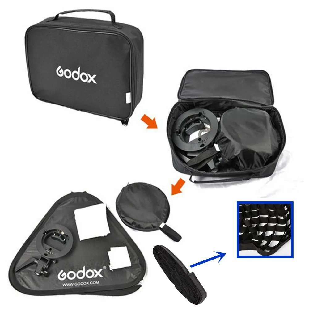 Godox S-Type Bracket Bowen mount + Softbox + The Gird Kit For Camera Flash (4)_