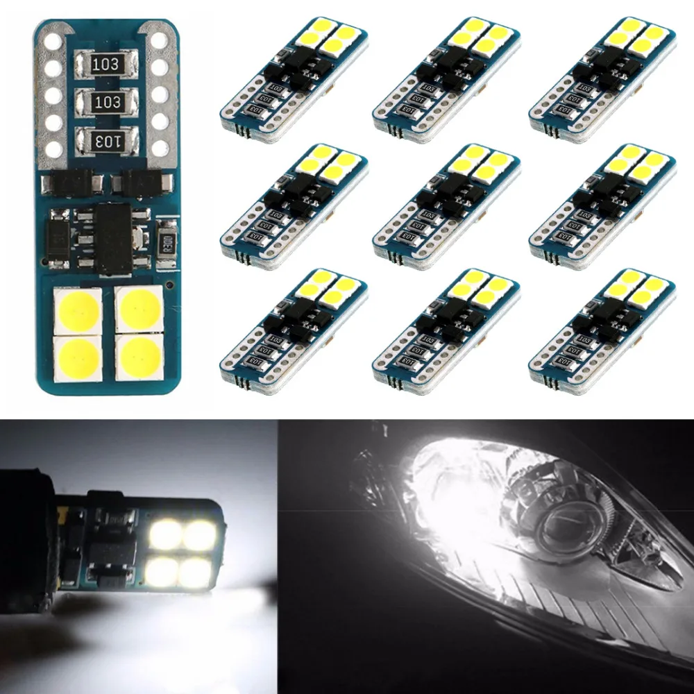2 шт. T10 супер яркий светодиодный лампочка 12 В 4 Вт низкое энергопотребление 6000 К белый штекер и воспроизведение 3014 24smd светодиодный Подфарник