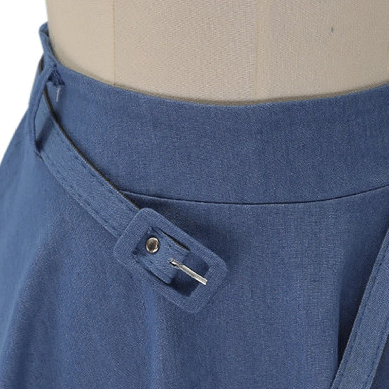 Новая модная женская юбка с высокой талией, плиссированная юбка с большим подолом, джинсовая Расклешенная юбка с поясом для женщин