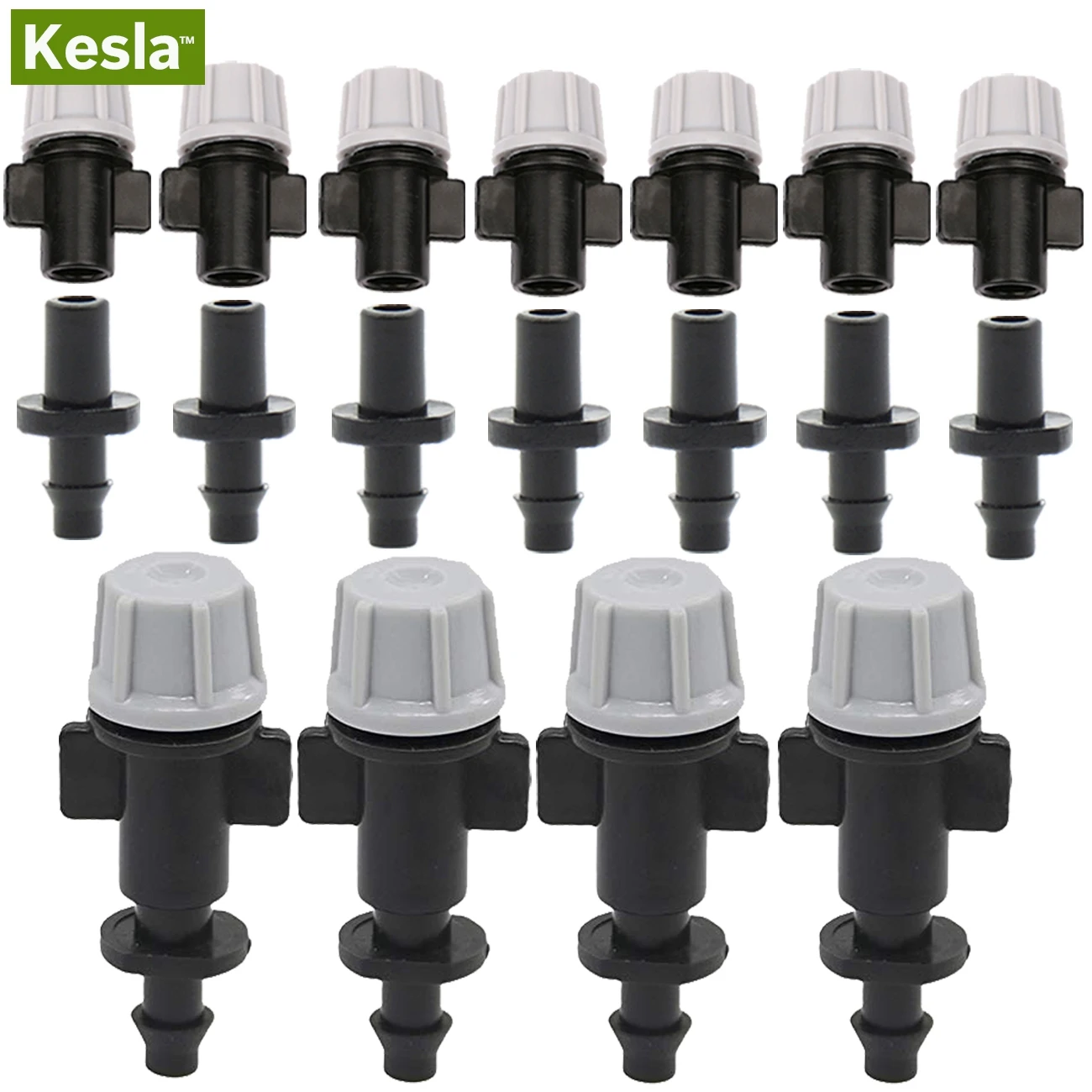 KESLA 20PCS Micro Drip Irrigation Misting Nozzle Emitter Atomizing Sprayer w/ 4/7mm SINGLE BARBED 6mm Connector Sprinkler HOSE