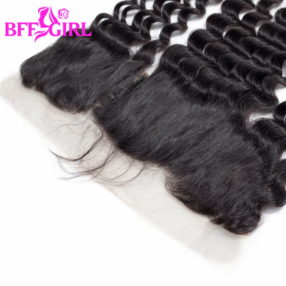 BFF GIRL Loose Deep Wave Frontal Ear to Ear 13*4 Lace Frontal Closure With Baby Hair Natural Color Remy Human Hair Frontal