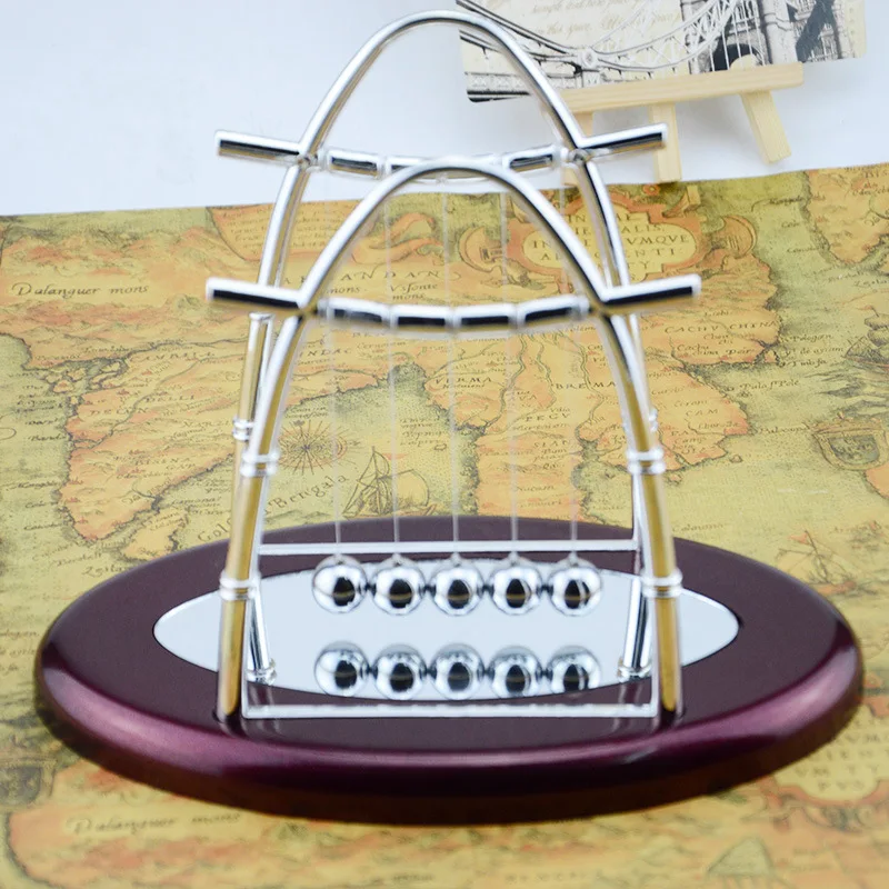 

Newton Cradle Balance Ball Physics Science Pendulum Oval Base Arch Stand Steel Balls Kids Educational Toy Desk Home Decor Gifts