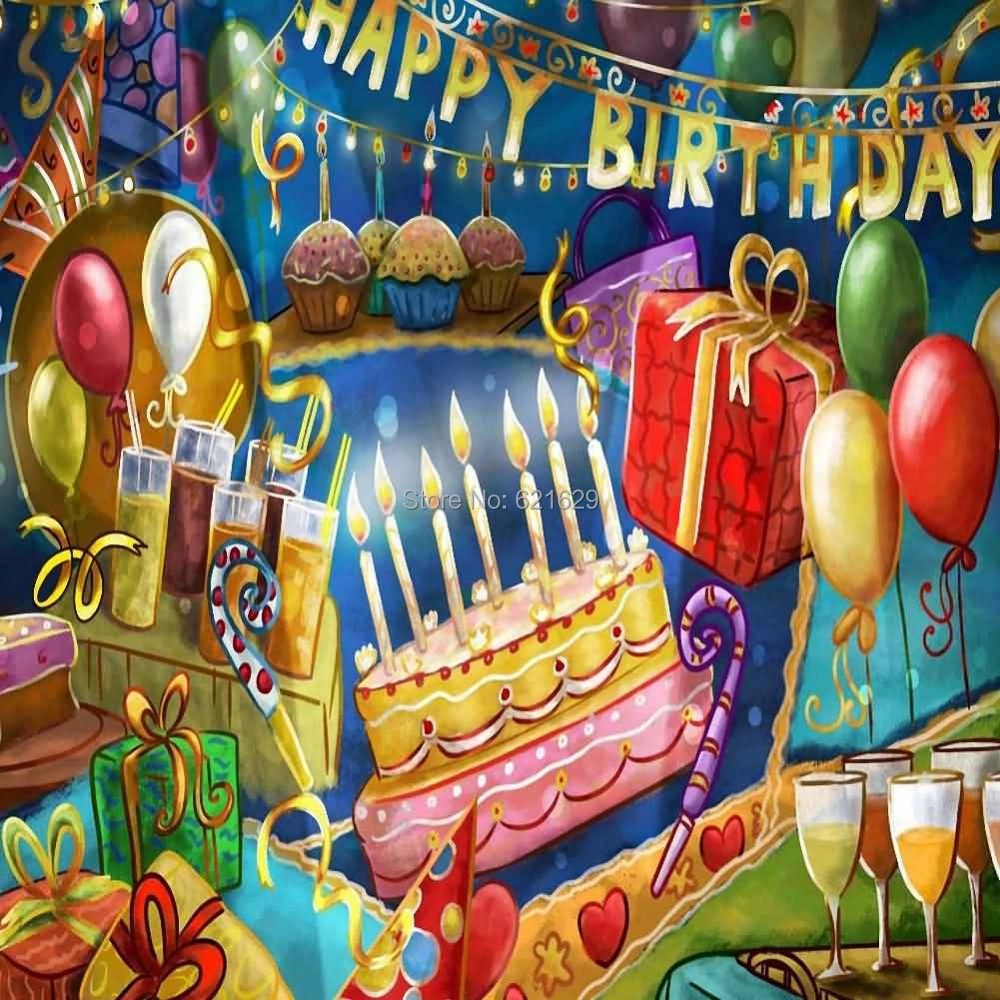 Fete D Anniversaire 10 X10 Cp Informatique Peint Photographie Scenic Fond Photo Studio Contexte Zjz 873 Aliexpress