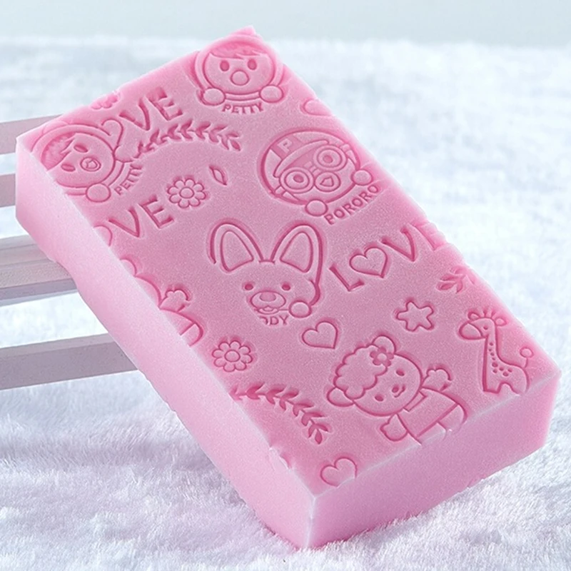 Высококачественная мягкая мультяшная Детская ванна губчатая щетка для малышей подарок для младенцев - Цвет: Розовый