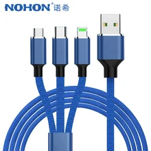 

NOHON 3 in 1 Lighting Cable 8 Pin For iPhone 8 Plus X ipad Mini Micro USB Type C For Samsung Xiaomi 2.8A Long Charge Line 1.2/2M