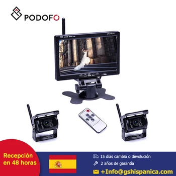 

Podofo 7 "monitor coche con cámara de visión trasera con visión nocturna por infrarrojos para el camión remolque rv