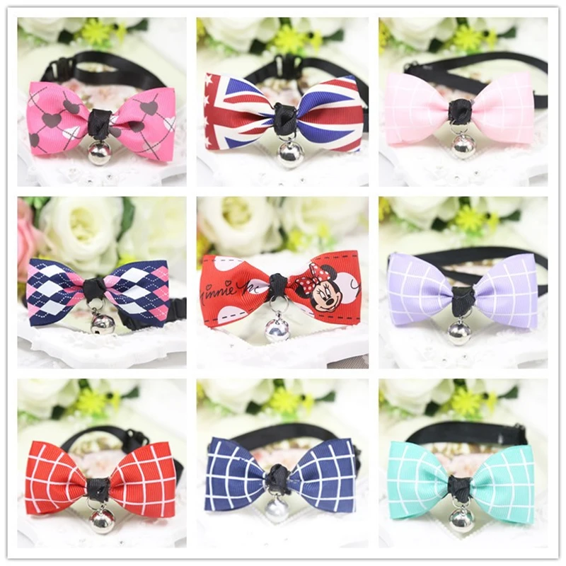 prativerdi Adjustable Bow Tie Dogs Cat Necktie Necklace Cute Bowknot Dog Collars With Bells For Puppy Cat Pet Shop Accessories3