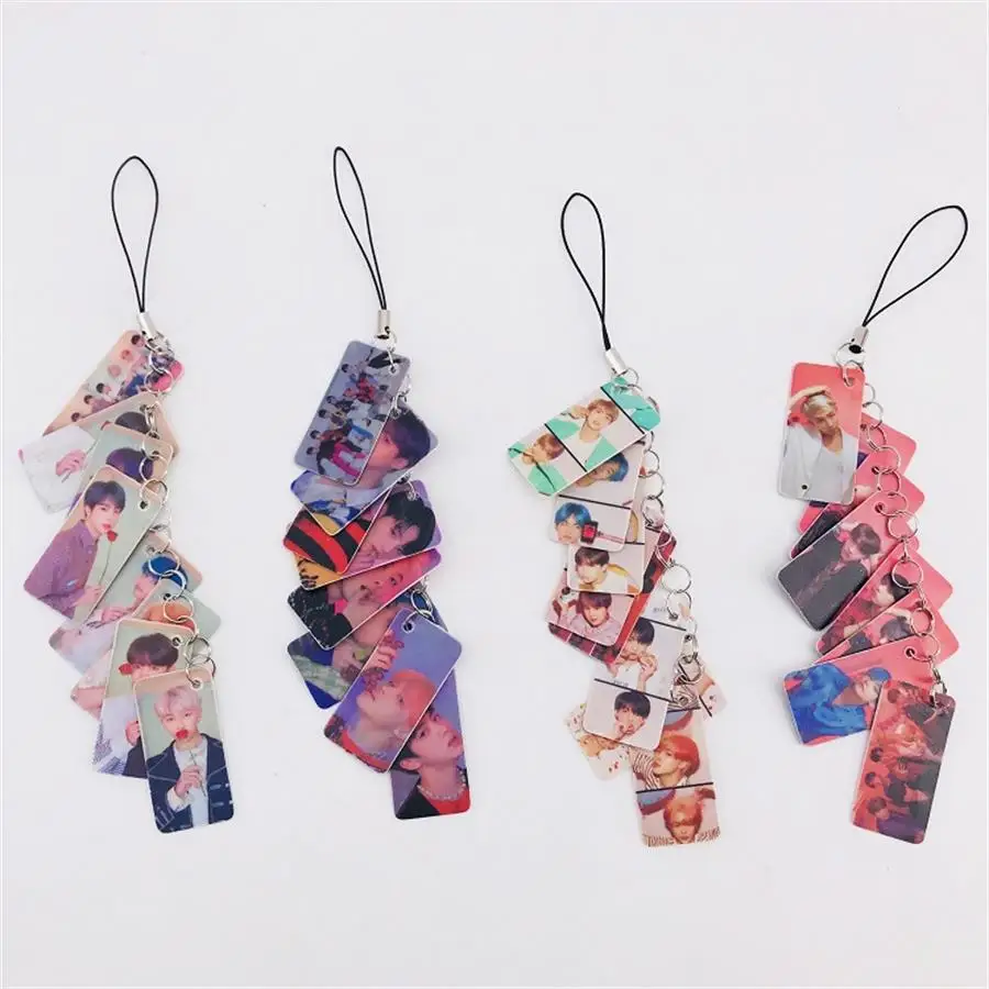 

JH JK Photocard Keychain Keyring Key Holder Boys Map of The Soul: Persona JM RM Bangtan Fashion Bag Pendant Charm