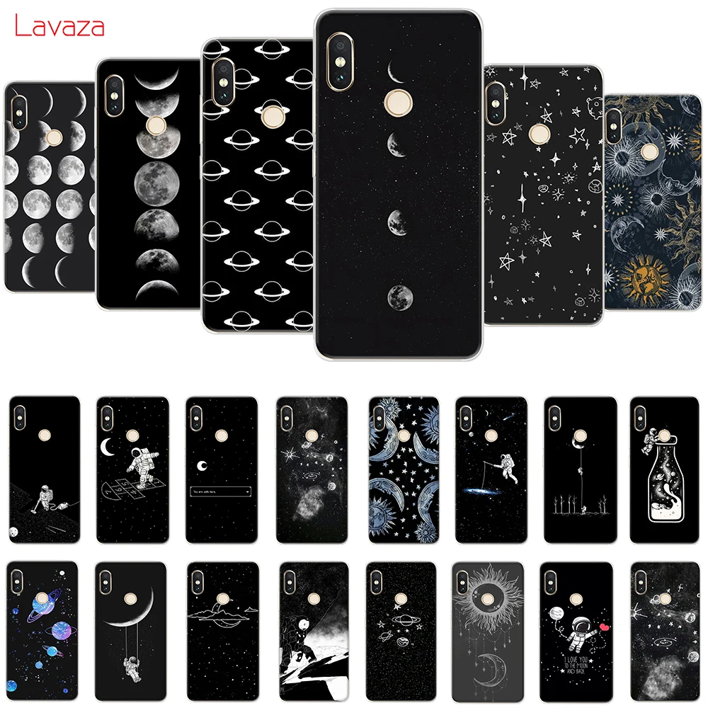 

Lavaza Black with White Moon Stars Space Hard Phone Cover for Huawei P30 Pro Lite Nova 3 3i for Honor 8 9 10 Lite 7A Pro Case