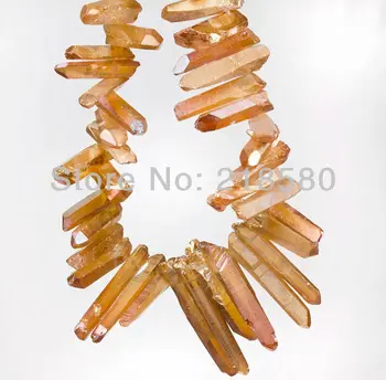 

H-TB06 Titanium silverQuartz Rough Point Drilled Briolettes Beads 19-30mm 16 inch