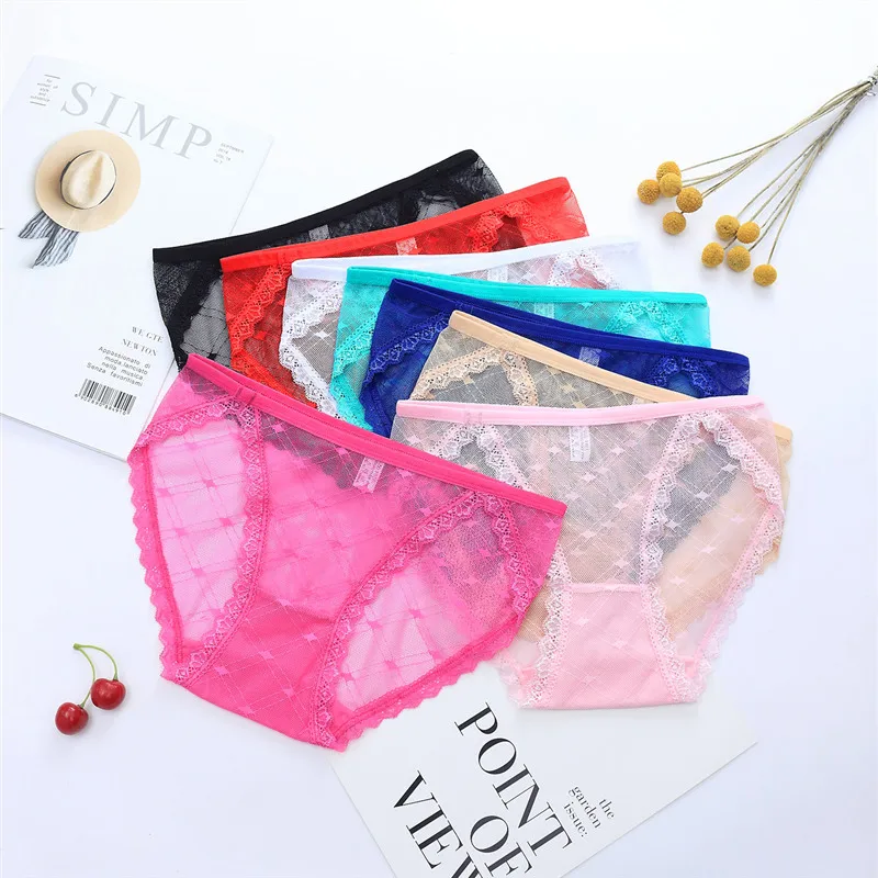 Ultra-thin Seamless Briefs Transparent Mesh Women Underwear Panties Lace Panties Women Ladies' Tempting Sexy Panty Underpants 39 (9)