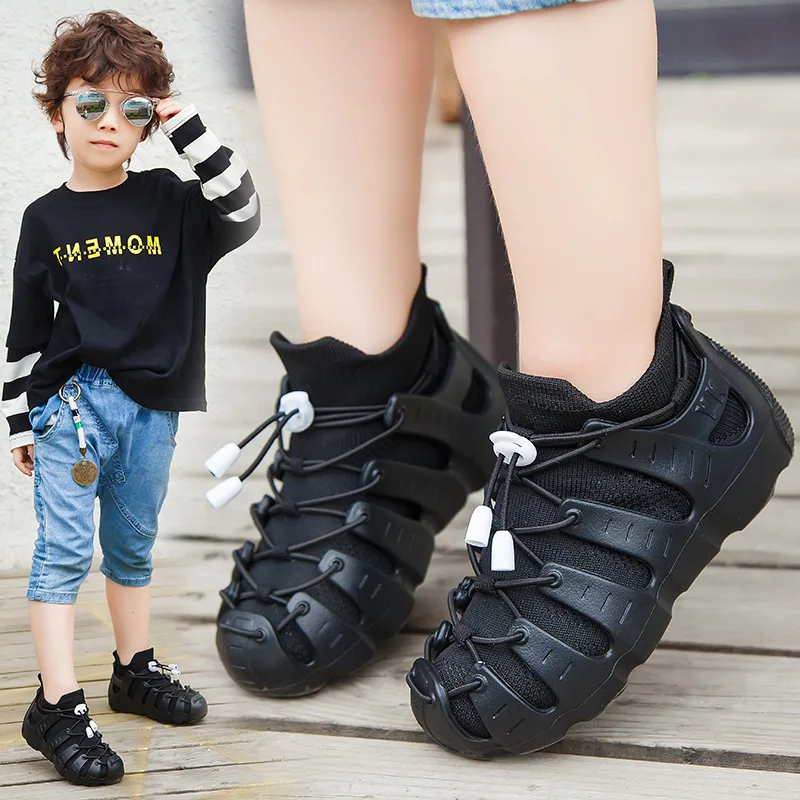 Новинка года; детская повседневная обувь; сезон весна; модная замшевая обувь на мягкой подошве в Корейском стиле для девочек; кроссовки из сетчатой ткани для мальчиков; детская спортивная обувь - Цвет: black sneakers