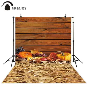 

Allenjoy photography background Halloween Thanksgiving autumn pumpkin wooden board photo studio photocall shoot prop backdrop