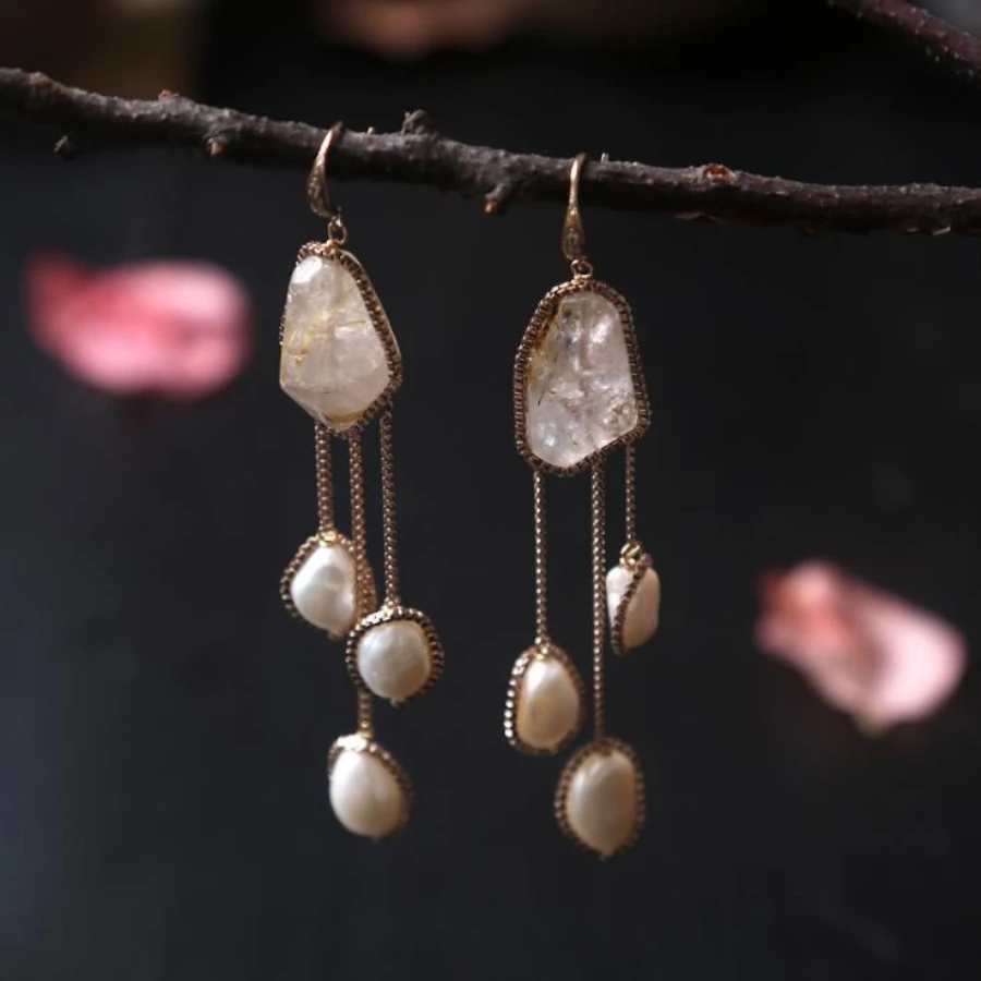 

2019 Boho Baroque Pearls Earrings 925 Silver Long Drop Earring Handmade Ear Jewelry for Women Pretty Gifts Organizer Packaged
