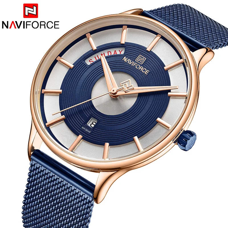 Mens Watches NAVIFORCE Watch Men Top Brand Luxury Quartz Clock Male Fashion Steel Mesh Belt WristWatch Relogio Masculino