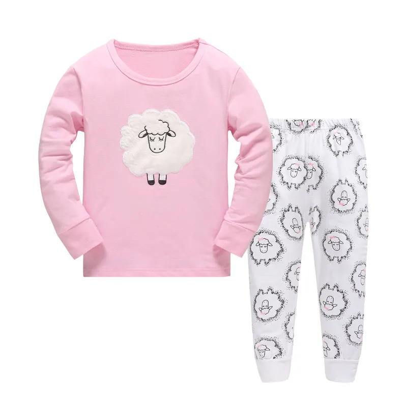 

1SET 8R-135, Sheep Children girls pajamas sets, long sleeve sleepwear suit for 3-8Y