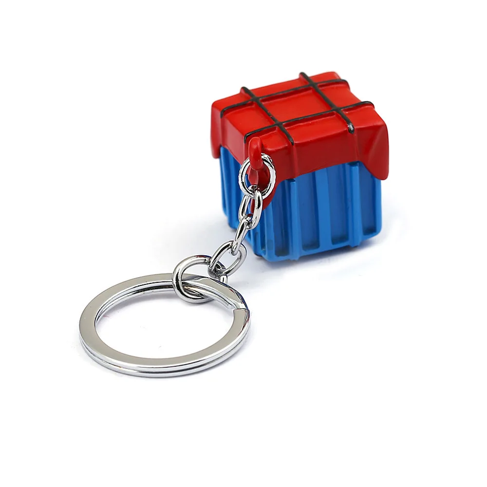 

2019 Hot Playerunknown's Battlegrounds PUBG Keychain Survival air drop Box Alloy Weapon Model Key chain Men Jewelry
