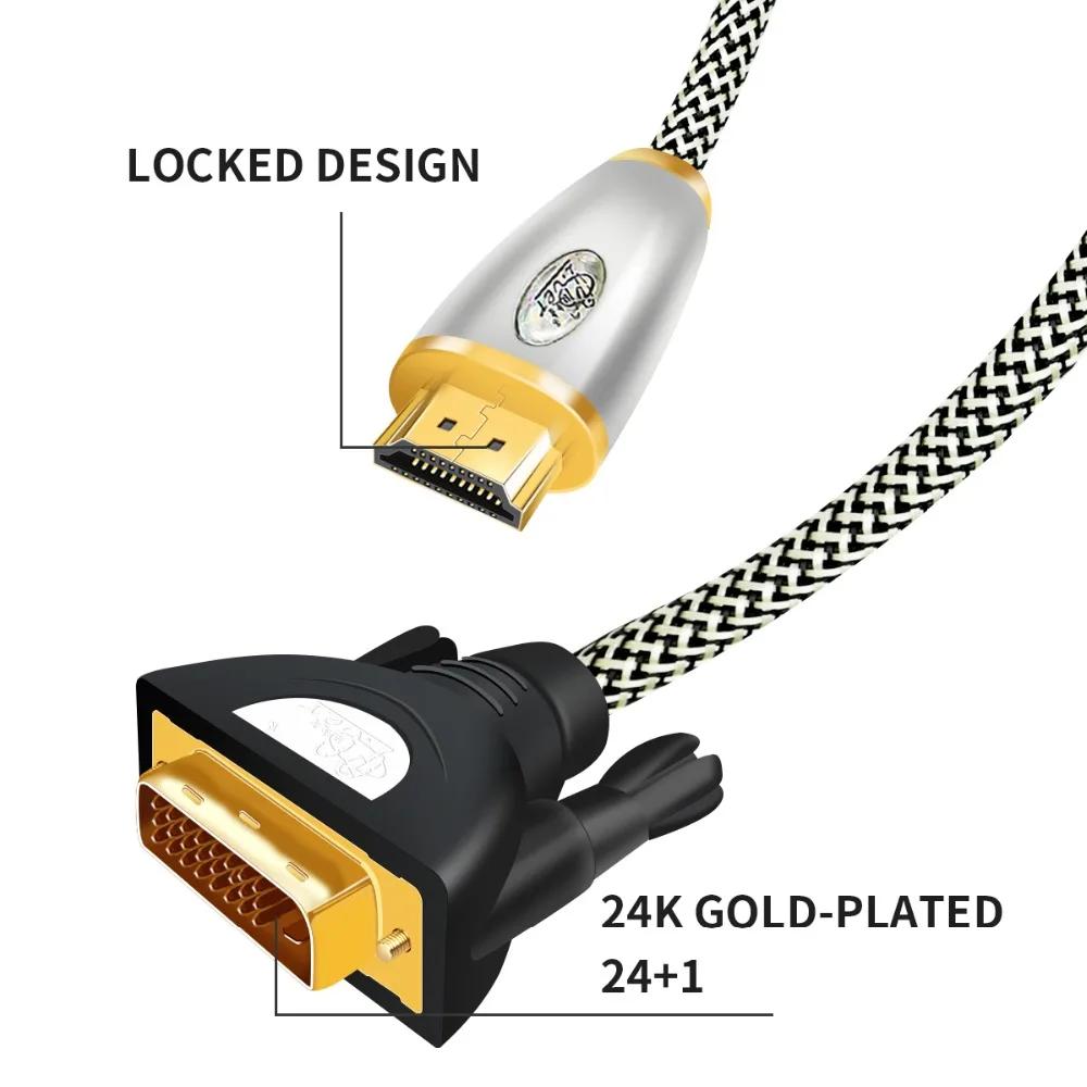 PCER HDMI/DVI Кабельное Аудио Видео Кабель DVI HDMI кабель со штыревыми соединителями на обоих концах для подключения кабеля для ПК монитор HDTV проектора DVI24+ 1 типа папа-папа HDMI, DVI