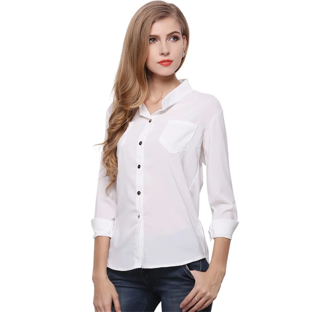 Summer Fashion Casual Women Blouses Female Loose Blouses Chiffon Lady ...