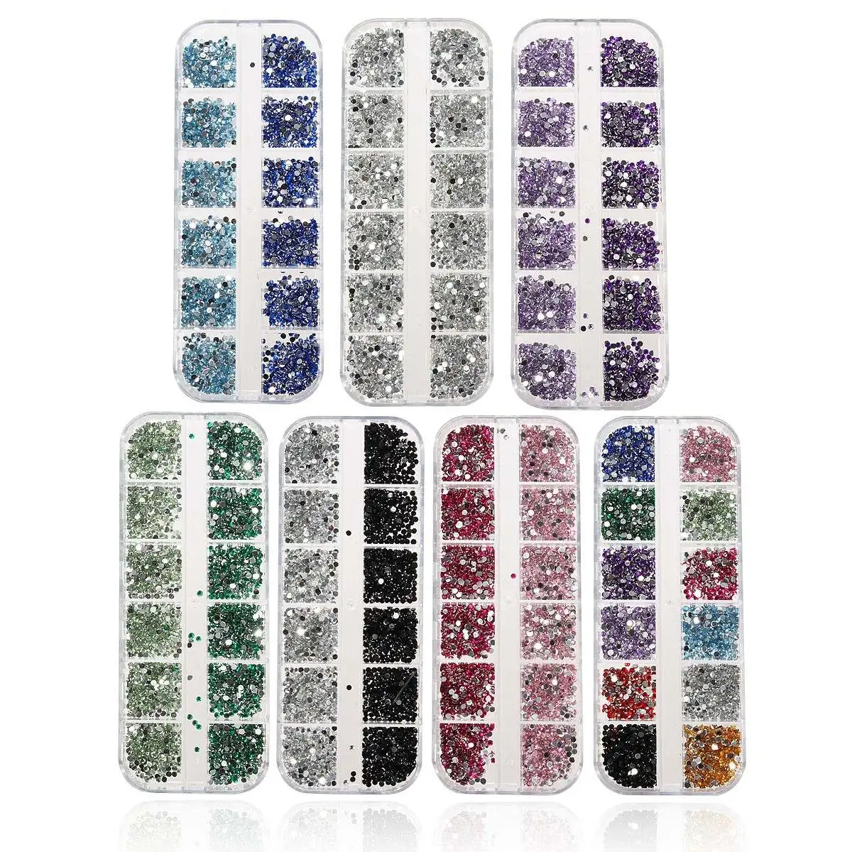 3000 шт DIY драгоценные камни гвозди бриллианты каменные кристаллы стеклянные стразы для ногтей 2 мм плоские круглые бусины с коробкой для хранения