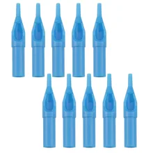 10 шт. наконечники для татуировок круглая игла одноразовые стерильные синие пластиковые плоские круглые наконечники тату машина пистолеты инструмент татуировки аксессуары 5RT