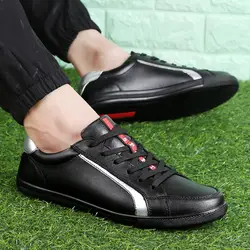 Большой размер: 46 мужские туфли обувь из натуральной кожи мужская корейской версии модные туфли на шнуровке оксфорды Чистый цвет платье
