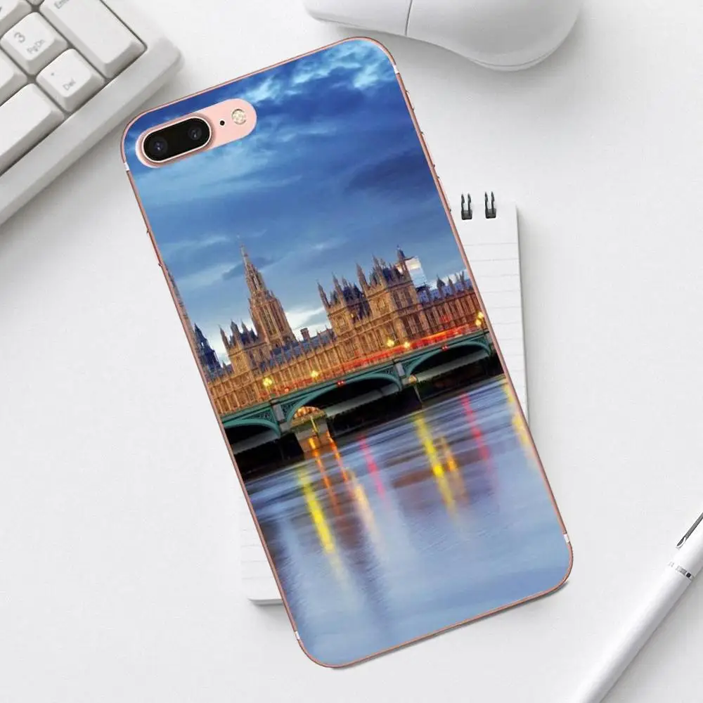 Qdowpz здание Лондона пейзажи для Galaxy Alpha Core Prime Note 4 5 8 S3 S4 S5 S6 S7 S8 S9 mini edge Plus роскошный