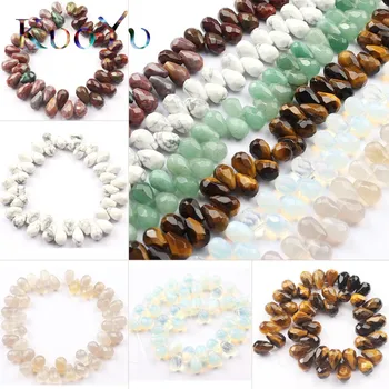 

8x12mm Natural Aventurine Agates Howlite Stone Beads Faceted Water Drop Shape Loose Spacer Bead For Jewelry Making DIY Bracelet