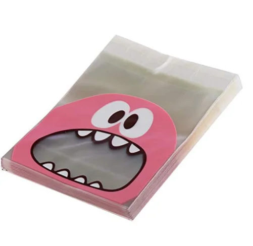 Self Adhesive Cookie Gift Bags Cute Treat Diy Candy Bakery Cellophane Opp Packing 100Pcs Pink | Дом и сад