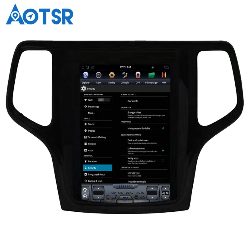 Cheap Aotsr Android 7.1 Tesla style Car GPS Navigation For JEEP Grand Cherokee 2014-2018 gold and black No DVD multimedia player 24