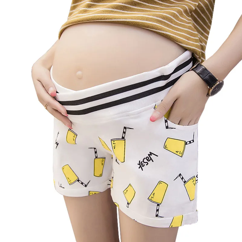 Low Waist Shorts Maternity Clothes For Pregnant Women Cotton Print Prop