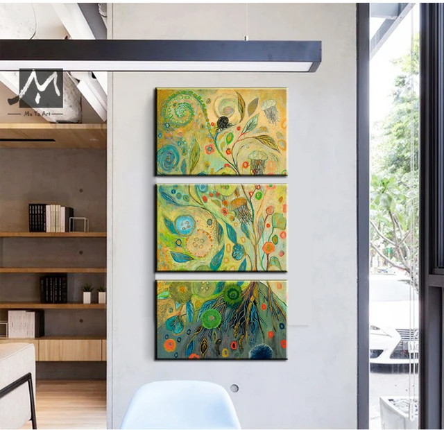 Hand painted landscape vertical abstract canvas wall art oil painting